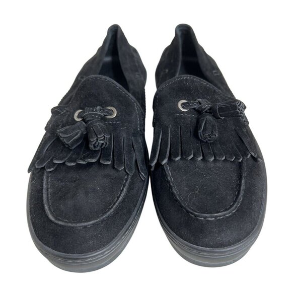 Tods Womens Black Suede Fringe Loafers Size 40 - Picture 3 of 5